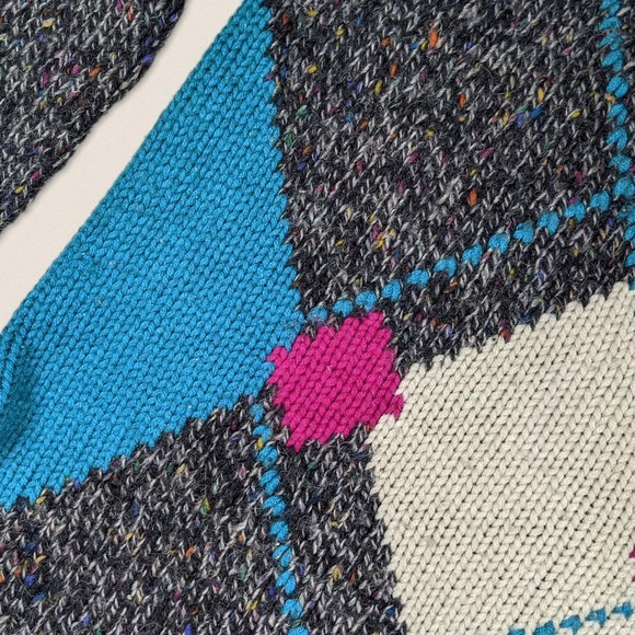 Vintage Grandpa Sweater Argyle diamond wool blend Saturdays generation medium - Picture 3 of 4